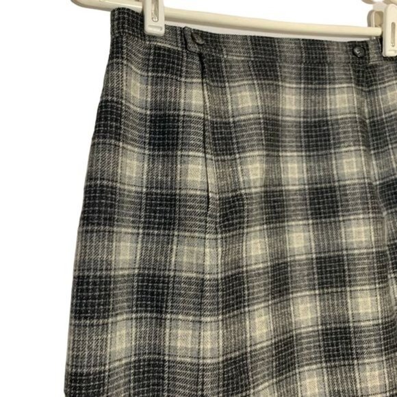 Pendleton Midi Skirt Plaid Wool Gray Vintage ‘70s Vintage 14 Modern Size 6/8 - Picture 3 of 8